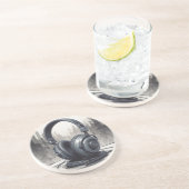 Hoofdtelefoon artwork muziekliefhebber zandsteen onderzetter (Zijkant)