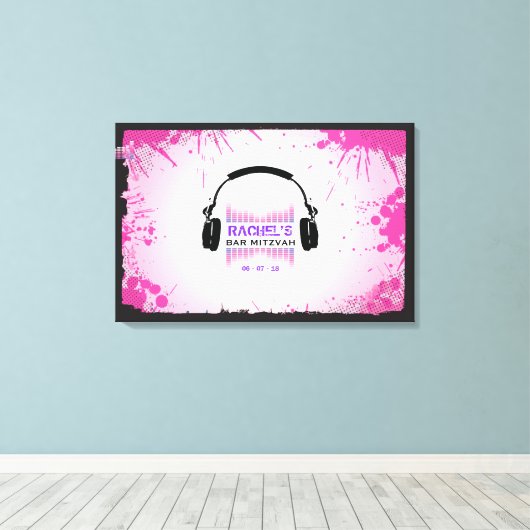 HOOFDTELEFOON Bat Bar Mitzvah Inlogbord Canvas Afdruk (Insitu (Houten vloer))