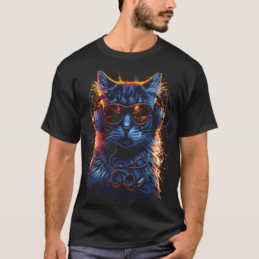 Hoofdtelefoon Cat Dj Kitten Tech House Music Kat T-shirt (Voorkant)