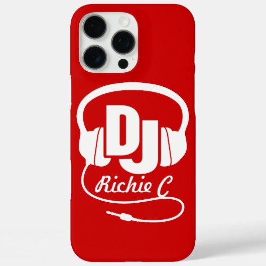 Hoofdtelefoon DJ aangepaste naam rood en wit grafi Case-Mate iPhone Case (Achterkant)