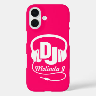 Hoofdtelefoon DJ meisjesnaam roze iPhone 16 Hoesje
