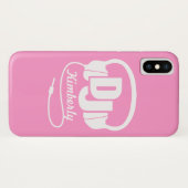 Hoofdtelefoon DJ meisjesnaam roze & witte iphone c Case-Mate iPhone Case (Achterkant (horizontaal))