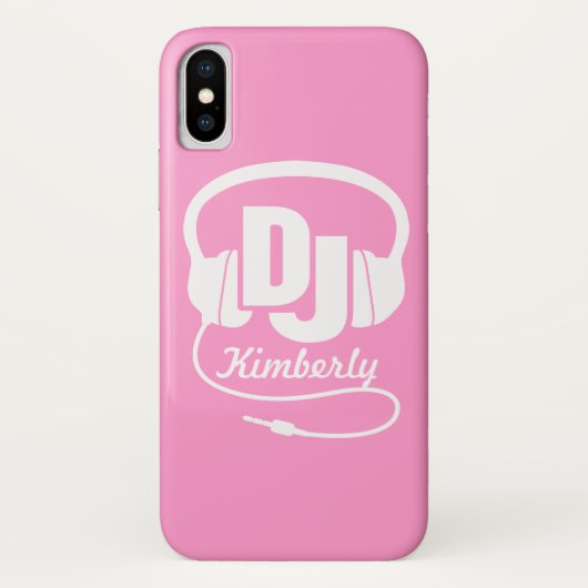 Hoofdtelefoon DJ meisjesnaam roze & witte iphone c Case-Mate iPhone Case (Achterkant)