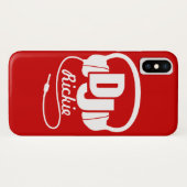 Hoofdtelefoon DJ met de naam rode en witte hoofdte Case-Mate iPhone Case (Achterkant (horizontaal))
