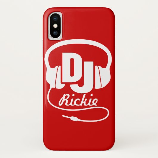 Hoofdtelefoon DJ met de naam rode en witte hoofdte Case-Mate iPhone Case (Achterkant)