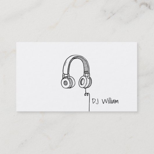 Hoofdtelefoon Doodle DJ Disk Jockey Visitekaartje (Achterkant)