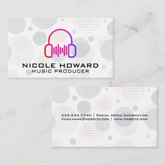 Hoofdtelefoon en Soundwave Logo Visitekaartje (Voorkant / Achterkant)