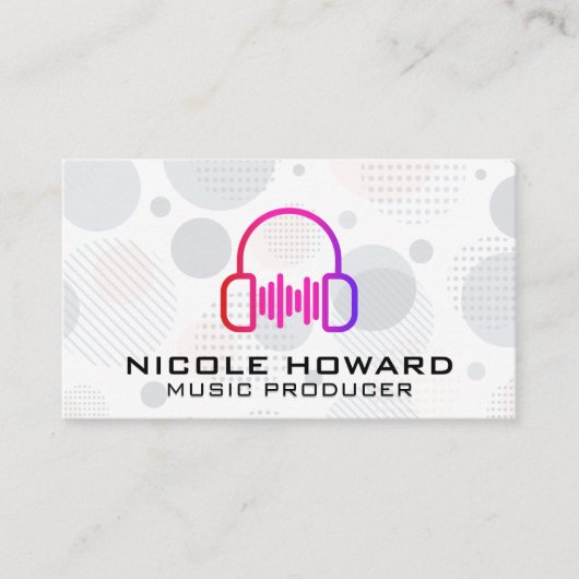 Hoofdtelefoon en Soundwave Logo Visitekaartje (Voorkant)