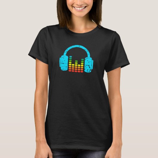 Hoofdtelefoon en voeding equalizer audiofiel t-shirt (Voorkant)