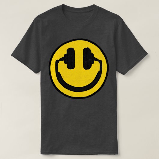 Hoofdtelefoon glimlachend gezicht muziek maakt me  t-shirt (Design voorkant)