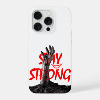 Hoofdtelefoon Hoesje : Blijf Sterk Motiverende Cit iPhone 15 Pro Case
