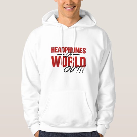 Hoofdtelefoon in World Out Hoodie (wit/rood) (Voorkant)