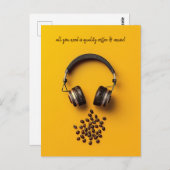 Hoofdtelefoon & koffiebonen briefkaart (Voorkant / Achterkant)