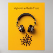 Hoofdtelefoon & koffiebonen poster (Voorkant)
