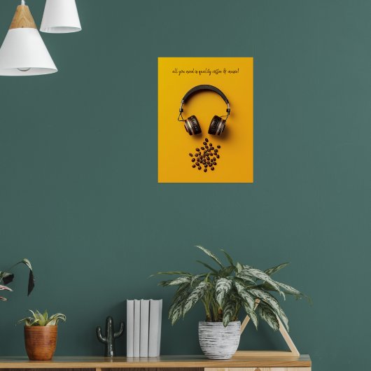Hoofdtelefoon & koffiebonen poster (Woonkamer 1)