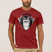 Hoofdtelefoon met aap T-shirt (Voorkant)