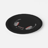 Hoofdtelefoon met mediumvolumeregelingknoppen papieren bordje (Gekanteld)