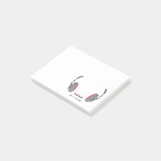 Hoofdtelefoon met mediumvolumeregelingknoppen post-it® notes (Schuin)