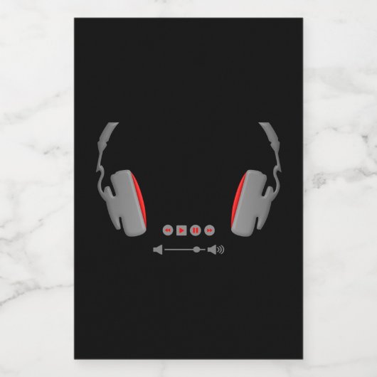 Hoofdtelefoon met mediumvolumeregelingknoppen voedselcontainer etiket (Enkel label)