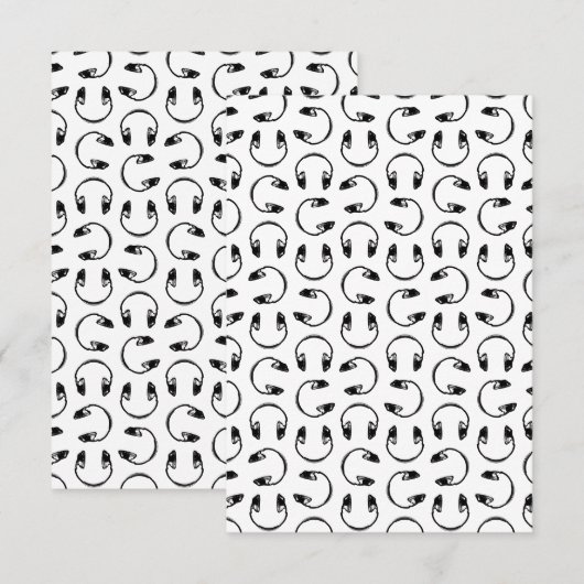 Hoofdtelefoon Muziek Afdrukken KUSTACHTERGRONDKLEU Bedankkaart (Voorkant / Achterkant)