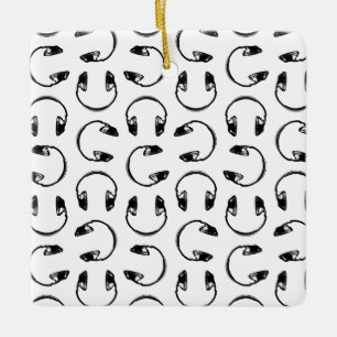 Hoofdtelefoon Muziek Afdrukken KUSTACHTERGRONDKLEU Keramisch Ornament