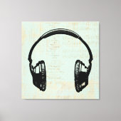 Hoofdtelefoon Muziek Illustratie  Mint Green Canvas Afdruk (Voorkant)
