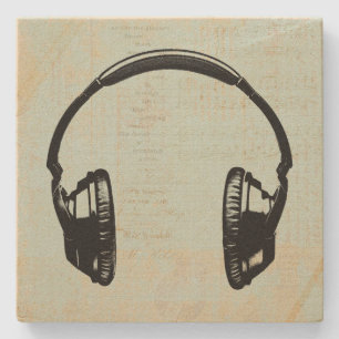Hoofdtelefoon Muziek Illustratie  Mint Green Stenen Onderzetter