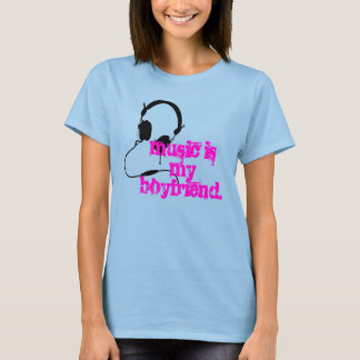 hoofdtelefoon, muziek is mijn vriendje. t-shirt