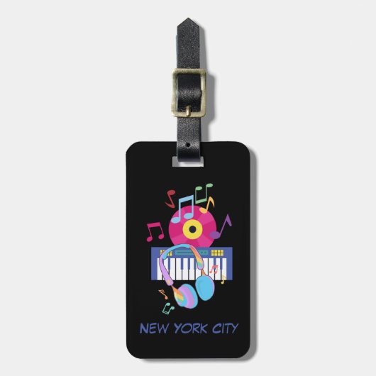 Hoofdtelefoon Muziek New York City Bagagelabel (Voorkant verticaal)