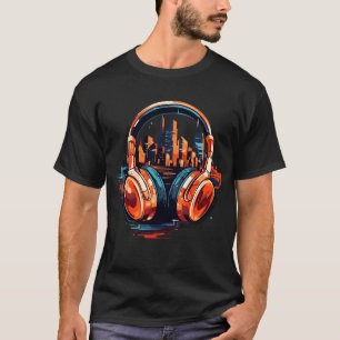 Hoofdtelefoon Muziek Non Stop Fun Urban City Life T-shirt