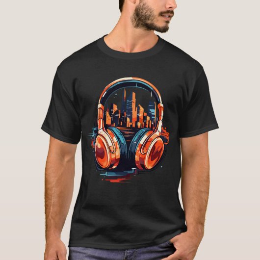 Hoofdtelefoon Muziek Non Stop Fun Urban City Life T-shirt (Voorkant)