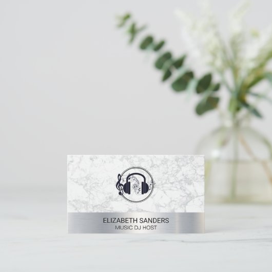 Hoofdtelefoon Muziek | Podcast-host Visitekaartje (Staand voorkant)