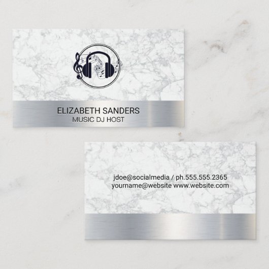 Hoofdtelefoon Muziek | Podcast-host Visitekaartje (Voorkant / Achterkant)