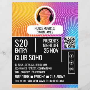 Hoofdtelefoon Muziek Wave Logo, Professionele DJ A Flyer