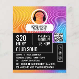 Hoofdtelefoon Muziek Wave Logo, Professionele DJ A Flyer