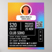 Hoofdtelefoon Muziek Wave Logo, Professionele DJ A Poster (Voorkant)