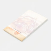 Hoofdtelefoon op een achtergrond van de waterverf post-it® notes (Schuin)