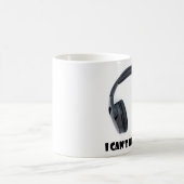 hoofdtelefoon plus tekst Ik kan je niet horen Koffiemok (Center)