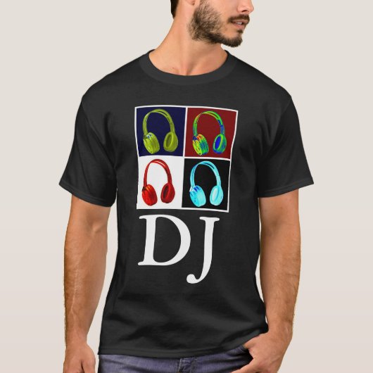 Hoofdtelefoon Pop Art DJ Disk Jockey T-shirt (Voorkant)