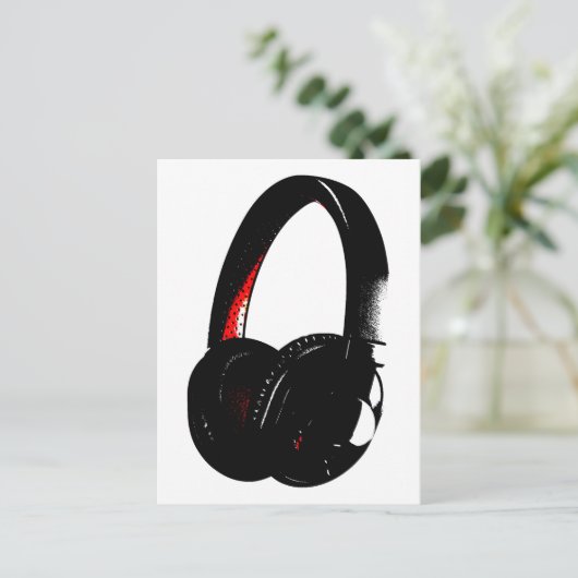 Hoofdtelefoon Pop Art Head Phone Briefkaart (Staand voorkant)