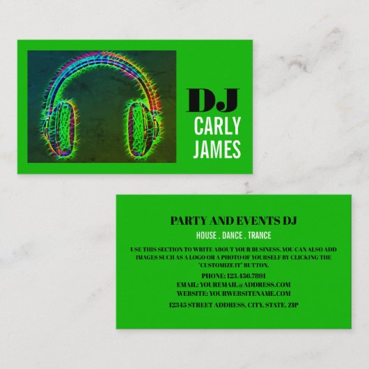 Hoofdtelefoon, Professioneel DJ-Visitekaartje Visitekaartje (Voorkant / Achterkant)