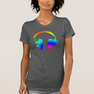Hoofdtelefoon Rainboogstencil Grafische T-shirt