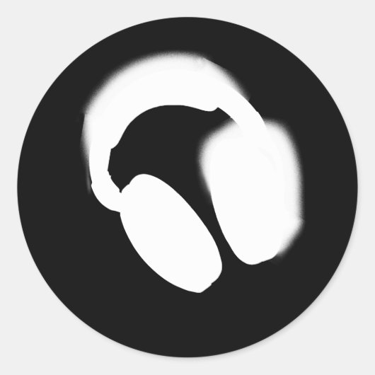 Hoofdtelefoon Ronde Sticker (Voorkant)