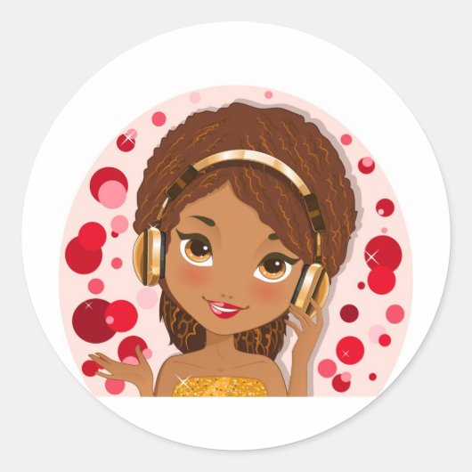 hoofdtelefoon ronde sticker (Voorkant)