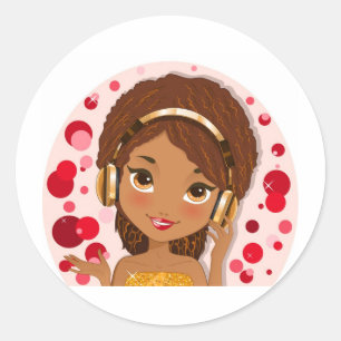 hoofdtelefoon ronde sticker