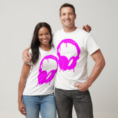 Hoofdtelefoon, roze t-shirt (Unisex)