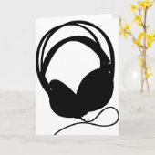 Hoofdtelefoon Silhouette Wenskaart Kaart (Gele Bloem)