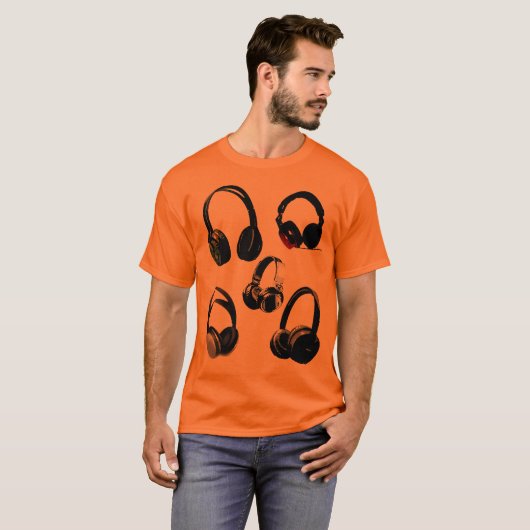 Hoofdtelefoon Silhouetten Pop Art T-shirt (Voorkant volledig)