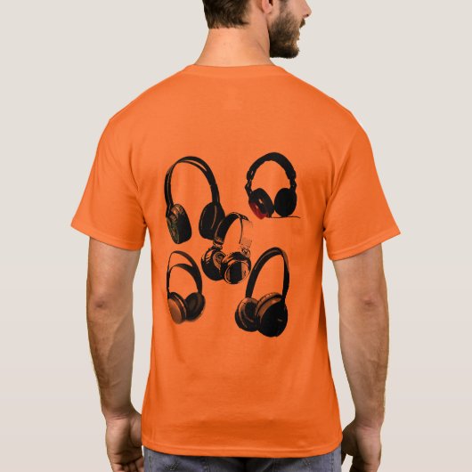 Hoofdtelefoon Silhouetten Pop Art T-shirt (Achterkant)