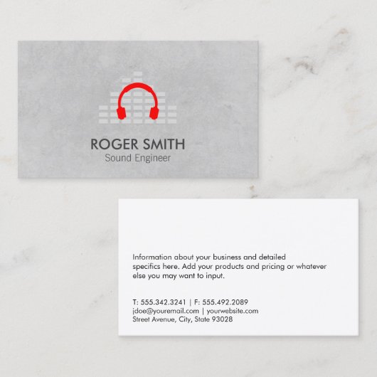 Hoofdtelefoon Sound Engineer Producer Visitekaartje (Voorkant / Achterkant)